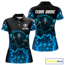 Load image into Gallery viewer, Blue The Reaper Women's Darts Shirt Flame Skulls Team Jersey - Custom Name For Players NYN0507
