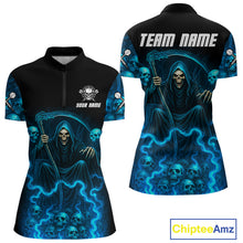 Load image into Gallery viewer, Blue The Reaper Women's Darts Shirt Flame Skulls Team Jersey - Custom Name For Players NYN0507