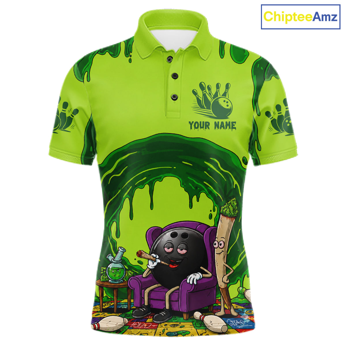 Smoking Funny Ball & Pins Bowling Shirt For Men Personalized Bowling Team Tournament Jersey NYN3749