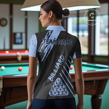 Load image into Gallery viewer, Light-Blue Grunge Billiard Ball Pool Men Polo &amp; 1/4-Zip Shirt Custom 8 Ball Billiards Jerseys NYN2452