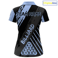 Load image into Gallery viewer, Light-Blue Grunge Billiard Ball Pool Women Polo &amp; 1/4-Zip Shirt Custom 8 Ball Billiards Jerseys NYN2452