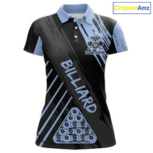 Load image into Gallery viewer, Light-Blue Grunge Billiard Ball Pool Women Polo &amp; 1/4-Zip Shirt Custom 8 Ball Billiards Jerseys NYN2452