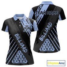 Load image into Gallery viewer, Light-Blue Grunge Billiard Ball Pool Women Polo &amp; 1/4-Zip Shirt Custom 8 Ball Billiards Jerseys NYN2452