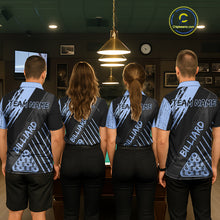 Load image into Gallery viewer, Light-Blue Grunge Billiard Ball Pool Men Polo &amp; 1/4-Zip Shirt Custom 8 Ball Billiards Jerseys NYN2452