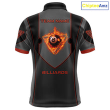 Load image into Gallery viewer, Fire Flame 8 Ball Pool Polo &amp; 1/4-Zip Team Shirt For Men Custom Billiards Ball Apparel|Red NYN2456