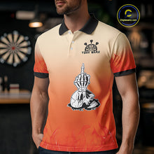 Load image into Gallery viewer, Men's Custom Dart Shirt With Skeleton Middle Finger Skull And Fiery Orange NYN0257
