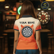 Load image into Gallery viewer, Women's Custom Dart Shirt With Skeleton Middle Finger Skull And Fiery Orange NYN0257