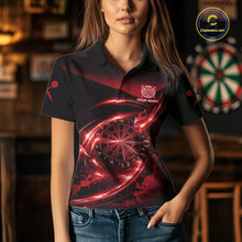 Load image into Gallery viewer, Thunder Red Dartboard Women Dart Polo &amp; 1/4-Zip Shirt Custom Name Splatter Dart Jersey For Darters NYN3209