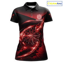 Load image into Gallery viewer, Thunder Red Dartboard Women Dart Polo &amp; 1/4-Zip Shirt Custom Name Splatter Dart Jersey For Darters NYN3209