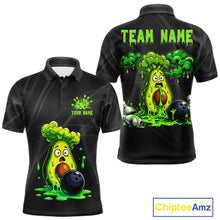 Load image into Gallery viewer, Men's funny avocado bowling polo shirt mockup custom bowling team jersey avocado bowling apparel