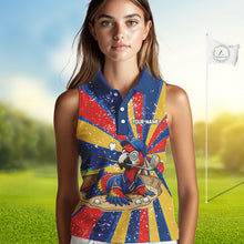 Load image into Gallery viewer, Womens Funny Parrot Golf Shirts Grunge Colorful Golf Clothing Custom Golf Sleeveless Polo, Golf Upf Shirts NYN3765