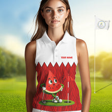 Load image into Gallery viewer, Funny Watermelon Polo Shirt Womens Golf Sleeveless Polo Shirts Custom Red And White Golf Tournament Shirt NYN3766