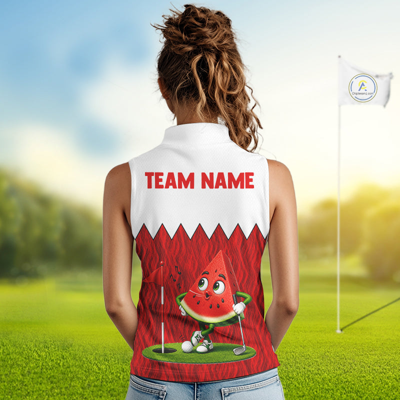 Funny Watermelon Polo Shirt Womens Golf Sleeveless Polo Shirts Custom Red And White Golf Tournament Shirt NYN3766