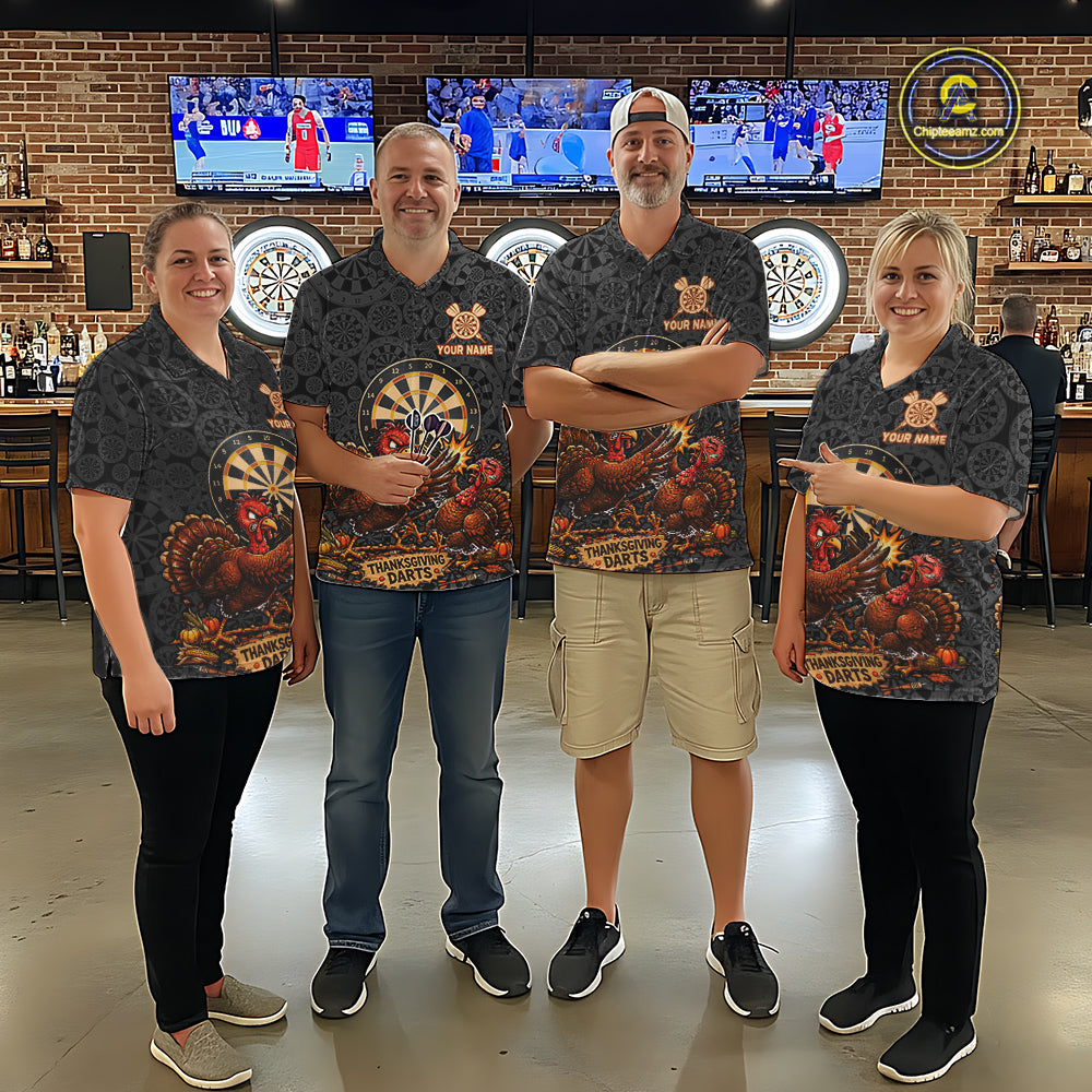 Funny Turkey Dartboard Thanksgiving Custom Darts Team Outfits For Men, Thanksgiving Darts Gifts NYN4071