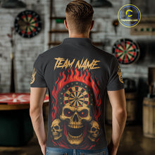 Load image into Gallery viewer, Custom Grunge Horror Skull Fire Flame Dartboard Dart Polo Jerseys For Men Dart Gifts NYN1648