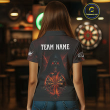 Load image into Gallery viewer, Custom Lightning Red Bone Skeleton Dartboard Dart Women Polo Jerseys Dart Shirt Gifts NYN1649