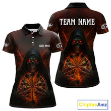 Load image into Gallery viewer, Custom Lightning Red Bone Skeleton Dartboard Dart Women Polo Jerseys Dart Shirt Gifts NYN1649