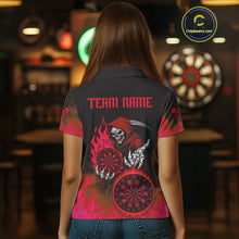 Load image into Gallery viewer, Custom Red Flames Dartboard Horror Grim Reaper Dart Women Polo Jerseys Outfits Dart Shirt NYN1659