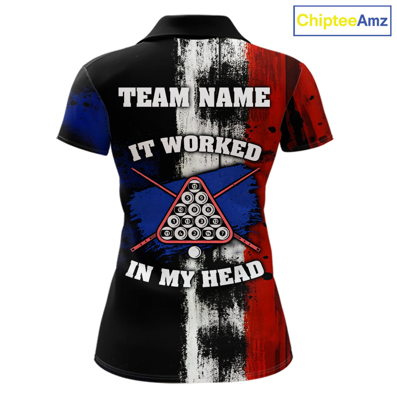 Skull Hoding 9 Ball & 8 Ball Pool Women Billiard Team Shirt Custom Blue & Red Billiards Ball Apparel NYN2468