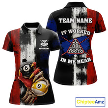 Load image into Gallery viewer, Skull Hoding 9 Ball &amp; 8 Ball Pool Women Billiard Team Shirt Custom Blue &amp; Red Billiards Ball Apparel NYN2468