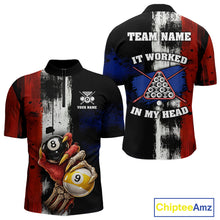 Load image into Gallery viewer, Skull Hoding 9 Ball &amp; 8 Ball Pool Men Billiard Team Shirt Custom Blue &amp; Red Billiards Ball Apparel NYN2468
