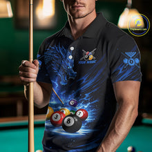 Load image into Gallery viewer, Blue Funny Dragon Thunder Ball Pool Billiard Team Shirt For Men Custom Billiards Ball Attire NYN2469