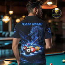 Load image into Gallery viewer, Blue Funny Dragon Thunder Ball Pool Billiard Team Shirt For Men Custom Billiards Ball Attire NYN2469