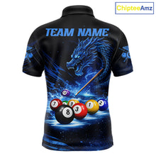 Load image into Gallery viewer, Blue Funny Dragon Thunder Ball Pool Billiard Team Shirt For Men Custom Billiards Ball Attire NYN2469