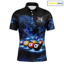 Load image into Gallery viewer, Blue Funny Dragon Thunder Ball Pool Billiard Team Shirt For Men Custom Billiards Ball Attire NYN2469