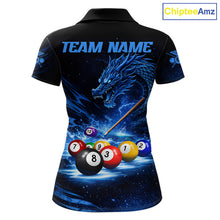 Load image into Gallery viewer, Blue Funny Dragon Thunder Ball Pool Billiard Team Shirt For Women Custom Billiards Ball Attire NYN2469
