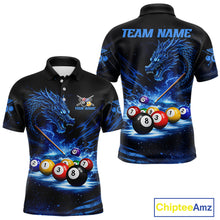 Load image into Gallery viewer, Blue Funny Dragon Thunder Ball Pool Billiard Team Shirt For Men Custom Billiards Ball Attire NYN2469