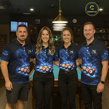 Load image into Gallery viewer, Blue Funny Dragon Thunder Ball Pool Billiard Team Shirt For Men Custom Billiards Ball Attire NYN2469