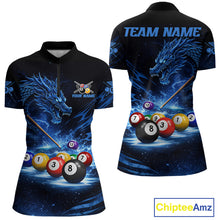 Load image into Gallery viewer, Blue Funny Dragon Thunder Ball Pool Billiard Team Shirt For Women Custom Billiards Ball Attire NYN2469