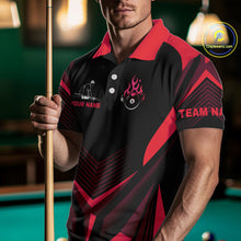 Load image into Gallery viewer, Red Flaming 8 Ball Pool Polo &amp; 1/4-Zip Team Shirt For Men Custom Billiards Ball Apparel NYN2831