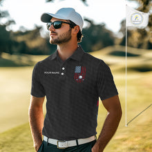Load image into Gallery viewer, Mens American Flag Golf Shirts Patriotic Golf Jersey Custom Black Ball Golf Clothing, Golf Gifts NYN3053