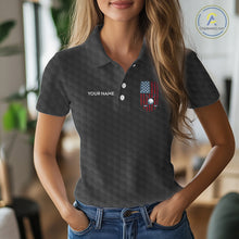 Load image into Gallery viewer, Womens American Flag Golf Shirts Patriotic Golf Jersey Custom Black Ball Golf Clothing, Golf Gifts NYN3053