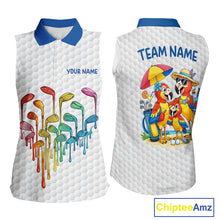 Load image into Gallery viewer, Custom Funny Family Parrots Golf Sleeveless Polo Shirts For Women Colorful Golf Clubs Golf Clothing NYN3056
