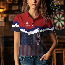 Load image into Gallery viewer, Women's Custom Darts Shirt With American Flag Pattern And Colorful Dartboard NYN0266