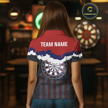 Load image into Gallery viewer, Women's Custom Darts Shirt With American Flag Pattern And Colorful Dartboard NYN0266