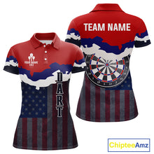 Load image into Gallery viewer, Women's Custom Darts Shirt With American Flag Pattern And Colorful Dartboard NYN0266