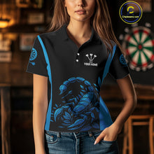 Load image into Gallery viewer, Women's Custom Darts Jersey With Cobalt Scorpion Darts Strike For Darts Team Shirts NYN0274
