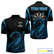 Load image into Gallery viewer, Men's Custom Darts Jersey With Cobalt Scorpion Darts Strike For Darts Team Shirts NYN0274