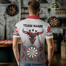Load image into Gallery viewer, Red Dark Bull Colorful Dartboard Men's Darts Shirt - Custom Name For Darts Jersey NYN0516