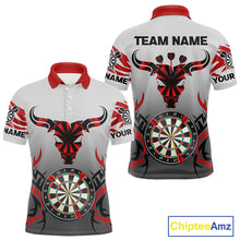 Load image into Gallery viewer, Red Dark Bull Colorful Dartboard Men's Darts Shirt - Custom Name For Darts Jersey NYN0516