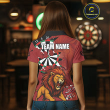 Load image into Gallery viewer, Lion Scratched Dartboard Women's Darts Shirt Polo Jersey Custom Name For Players NYN0739