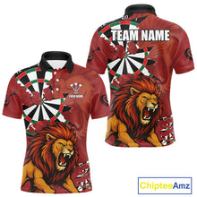 Load image into Gallery viewer, Lion Scratched Dartboard Men's Darts Shirt Polo Jersey Custom Name For Players NYN0739