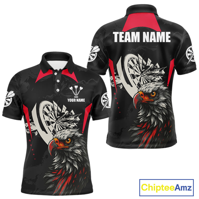 Eagle Cracked Dartboard Custom Red Darts Polo Shirt For Men - Darts Team Jersey NYN0740