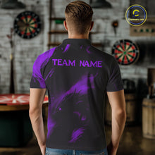 Load image into Gallery viewer, Personalized Black And Purple Flames Dragon Dart Polo Shirts For Men Dart Team Jerseys NYN2190