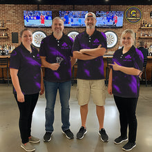 Load image into Gallery viewer, Personalized Black And Purple Flames Dragon Dart Polo Shirts For Men Dart Team Jerseys NYN2190