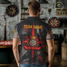 Load image into Gallery viewer, Personalized Raven Red Flames Crown Darts Polo Shirts For Men Cross Dart Gothic Jerseys NYN2194